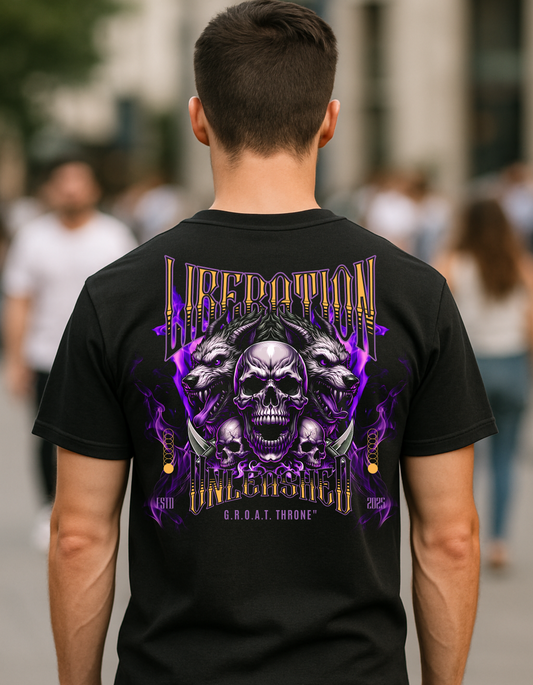 🔥 LIBERATION UNLEASHED – G.R.O.A.T. THRONE 🔥 back print 7oz