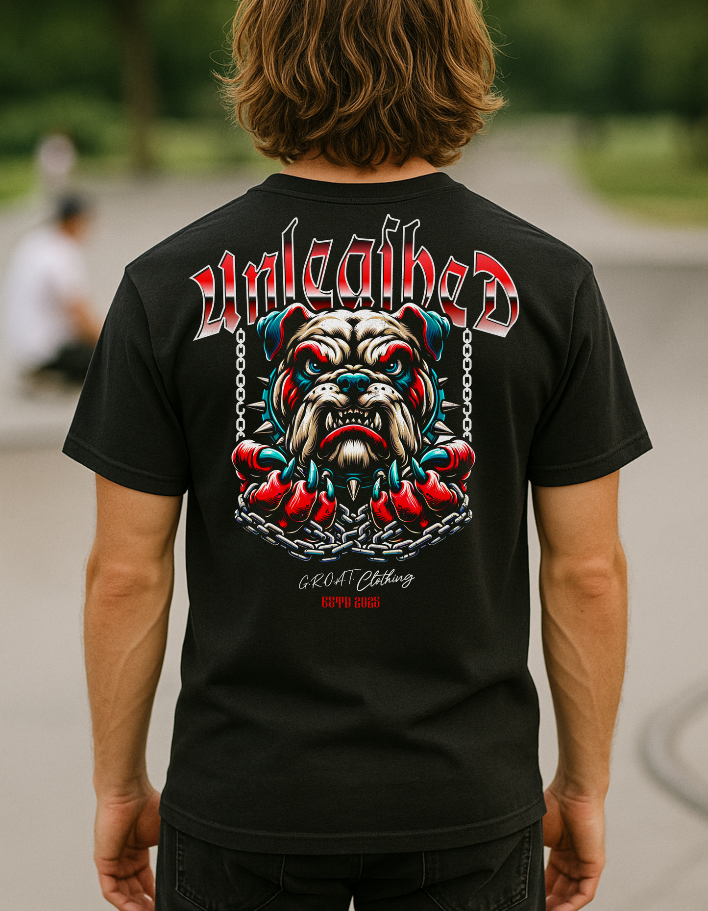 🔥 UNLEASHED TEE – G.R.O.A.T. CLOTHING 🔥back print 7oz